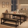 thumbnail image 1 of Dining Table Set for 4-6,63" Extendable Kitchen Table with 2 Upholstered Bench,Space Saving,for Apartment, 1 of 9