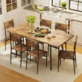 thumbnail image 1 of Dining Table Set for 4-6 People, Adjustable Kitchen Table Length with 6 Chairs, Retro, 1 of 6