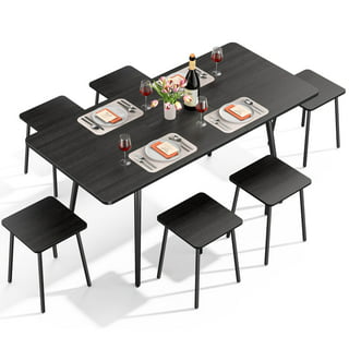 Leviton Antique Black Finished Wood Dining Set, Table with Six Chairs ...