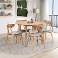 thumbnail image 1 of Dining Table Set for 4, Compact Mid-Century Modern Table & Chair Set for Home, Apartment w/ 4 Chairs, Padded Seats & Wooden Frame, Natural, 1 of 7