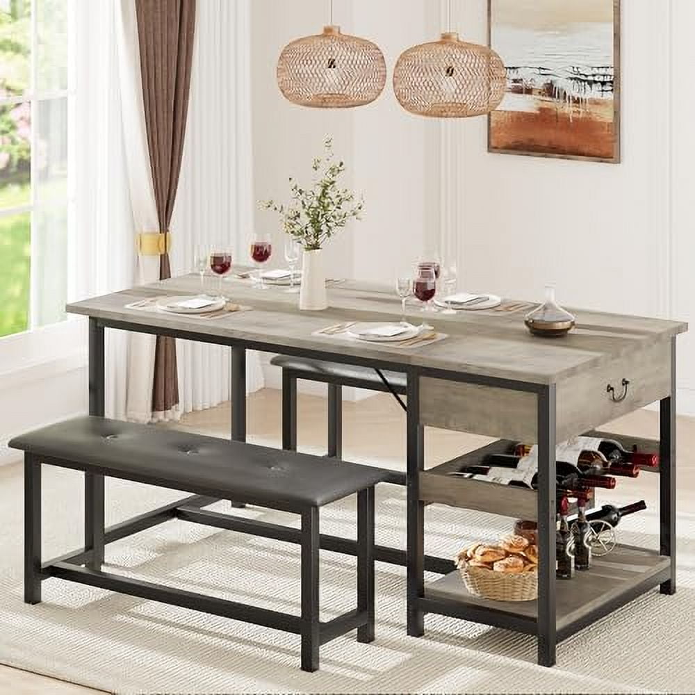 Dining Table Set for 4, Kitchen Dining Table Set with Upholstered ...