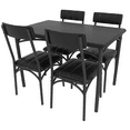 thumbnail image 1 of RONSHIN Dining Table Set for 4, Kitchen Table and Chairs, Small Space Apartment Studio, Wooden Rectangular Table, Upholstered Chairs, 5-Piece Set, 1 of 8