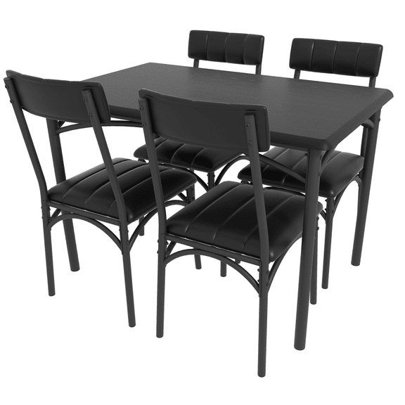 RONSHIN Dining Table Set for 4, Kitchen Table and Chairs, Small Space Apartment Studio, Wooden Rectangular Table, Upholstered Chairs, 5-Piece Set
