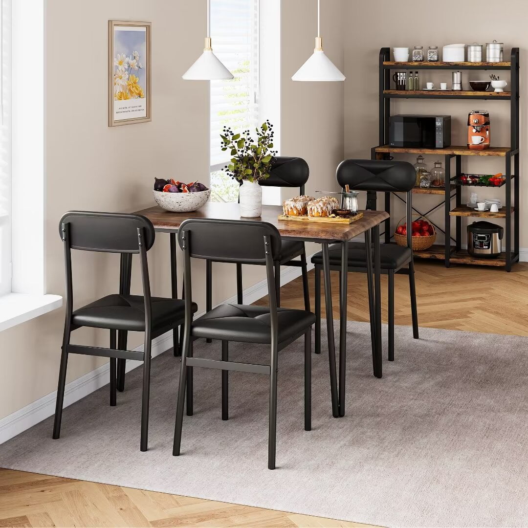 Dining Table Set for 4, Kitchen Table and Chairs for 4 with Upholstered ...