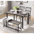 thumbnail image 1 of Dining Table Set for 4,Kitchen Table with 2 Benches,Wood Tabletop and Metal Frame,Breakfast Table Set for Small Space,Apartment,Dining Room,, 1 of 1