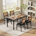 thumbnail image 1 of Dining Table Set for 4, Kitchen Table with 4 Padded Chairs, 5 Piece Wood Dining Set with Rounded Corners for Small Spaces, 1 of 14