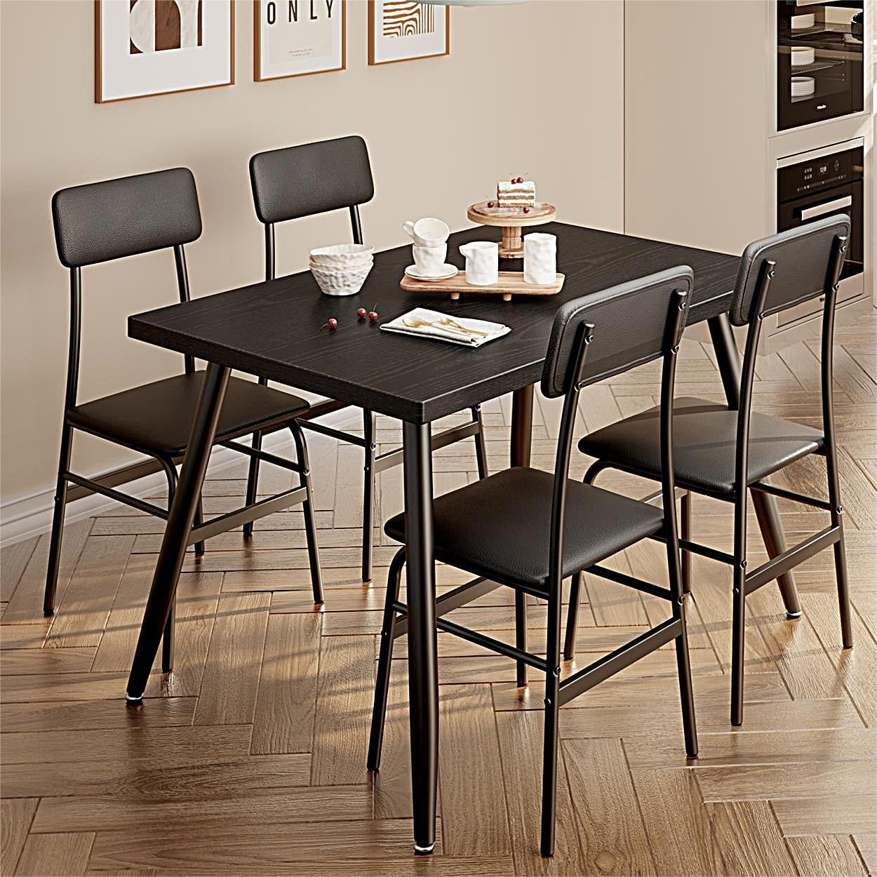Lofka 5 Piece Rectangular Indoor Dining Table Set for 4 Retro Kitchen Table and Chairs Walmart