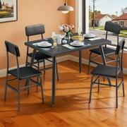 Dining Table Set for 4, Lofka Modern Kitchen Table and 4 PU Leather Chairs, Small Spaces,Breakfast Nook,Dining Room, Black