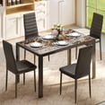 thumbnail image 1 of Dining Table Set for 4, Lofka Modern Glass Kitchen Table with 4 Upholstered Chairs for Kitchen Room and Small Spaces,Marble, 1 of 9