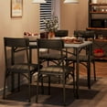thumbnail image 1 of Dining Table Set for 4, Metal and Wood Square Kitchen Table with 4 Upholstered Chairs for Small Spaces and Apartments, Retro Brown, 1 of 7