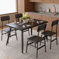 Dining Table Set for 4, Modern Kitchen Table and 4 Chairs for Small Spaces, Breakfast Nook, Black