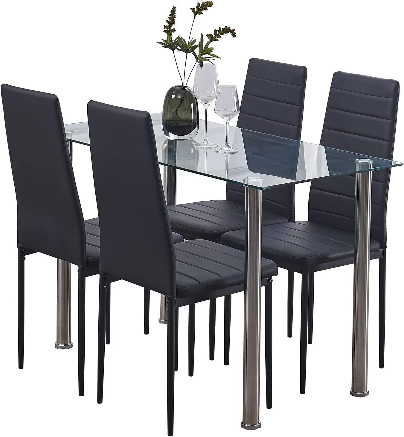 Dining Table Set for 4, ROZHOME 5 Piece Kitchen Table and Chairs with