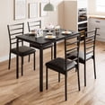 thumbnail image 1 of Dining Table Set for 4, Rectangle Kitchen Dining Table with 4 Upholstered Chairs for Small Space, Apartment, Home Office, Black, 1 of 7