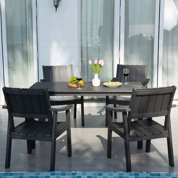 Patio Dining Table Set for 4 with Chairs,5 Piece Outdoor Dining Sets Furniture for Weather Resistant Lawn Garden Backyard,Grey