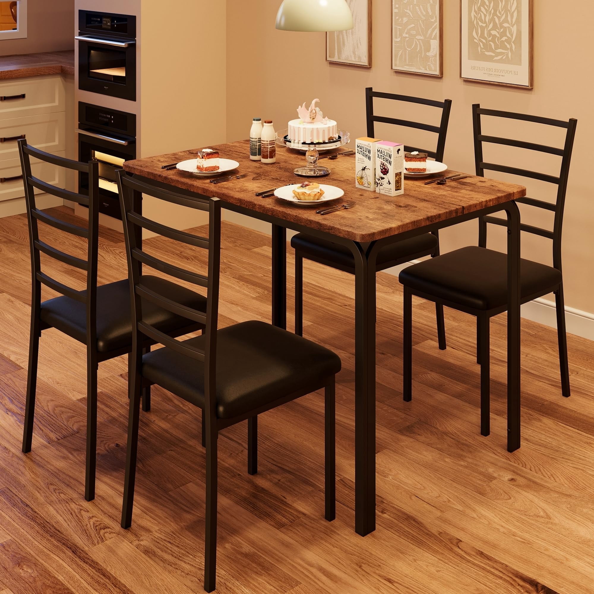 Dining Table Set for 5 Piece Small Space Dining Set Table with 4 ...
