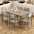 thumbnail image 1 of Kitchen Table and Chairs for 6,Lofka 63" Extendable Dining Table Set with Storage Rack,Gray, 1 of 9