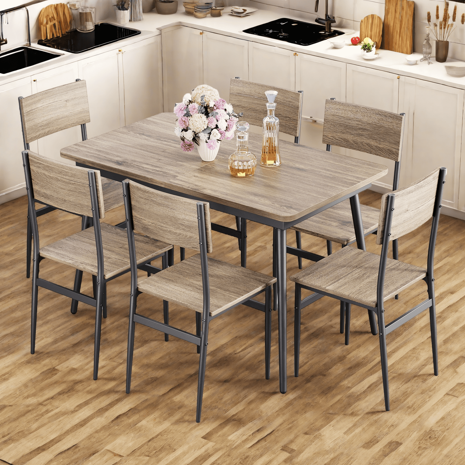 Lofka Dining Room Table Set for 4, Rectangle Kitchen Table with 2 ...