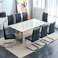 thumbnail image 1 of Dining Table Set for 8 And Sudica 71" Faux Marble White Rectangular Dining Table and Upholstered PU Leather Dining Room Chairs for Kitchen,Black, 1 of 9