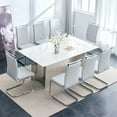 thumbnail image 1 of Dining Table Set for 8，Sudica 71" Faux Marble White Rectangular Dining Table and Upholstered PU Leather Dining Room Chairs for Kitchen,Light Gray, 1 of 9