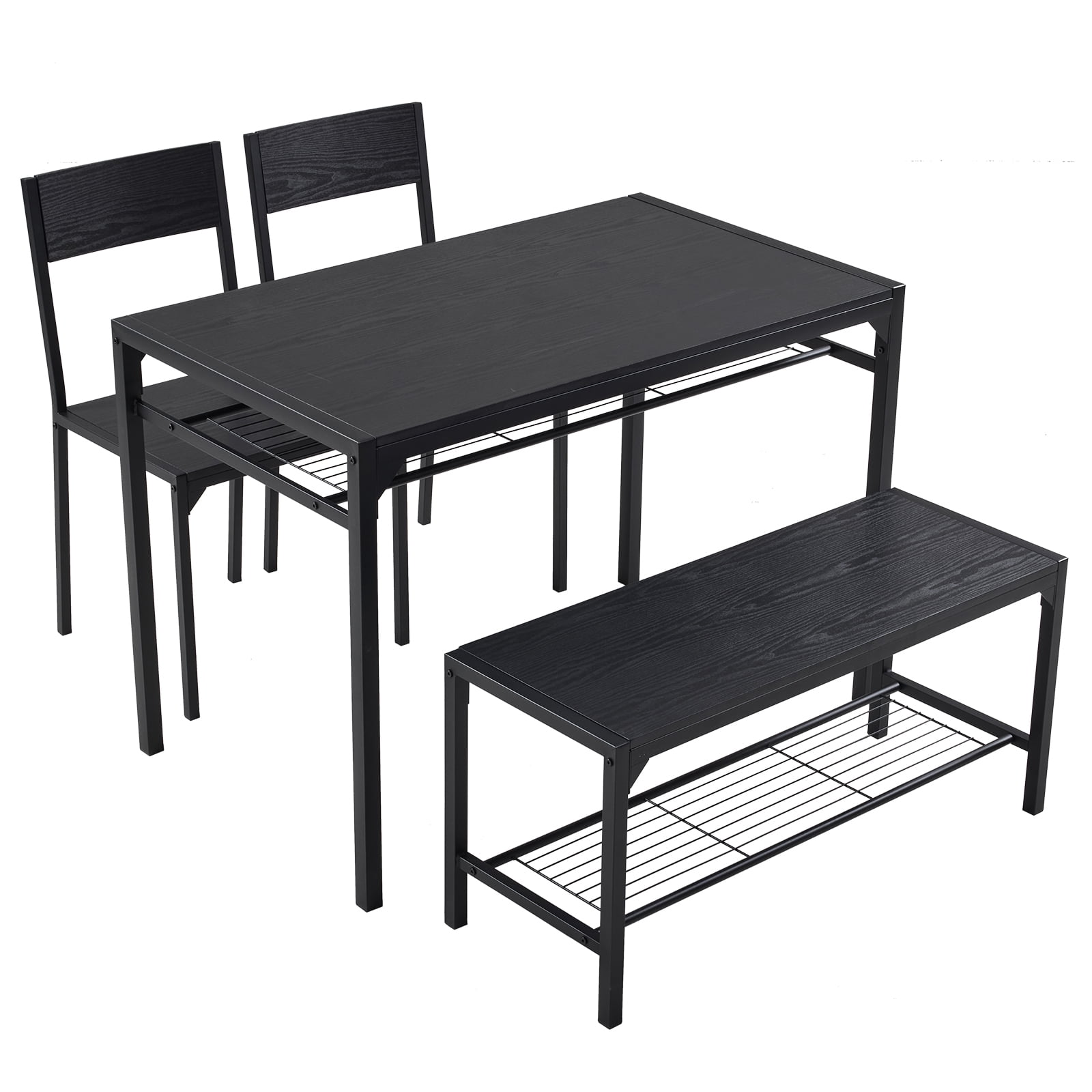 Dining Table Set with 2 Chairs and Bench Space-Saving Design