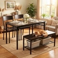 thumbnail image 1 of 4 Piece Dining Table Set for Small Space, Kitchen Table with 2 Chairs and Bench, Space-Saving Dining Set for Apartment, Kitchen, Living Room, Black, 1 of 8