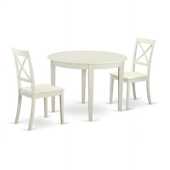 Dining Table Set with 2 Small Kitchen Table & 2 Chairs, Linen White - 3 Piece