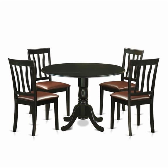 Dining Table Set with 4 Table & 4 Chairs, Black - 5 Piece