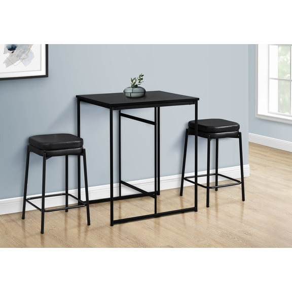Dining Table Sets Dining Table, 32" Rectangular, Counter Height, Small, Laminate Top, Kitchen, Black Laminate, Black Metal, Contemporary, Modern,Modern Dining Tables