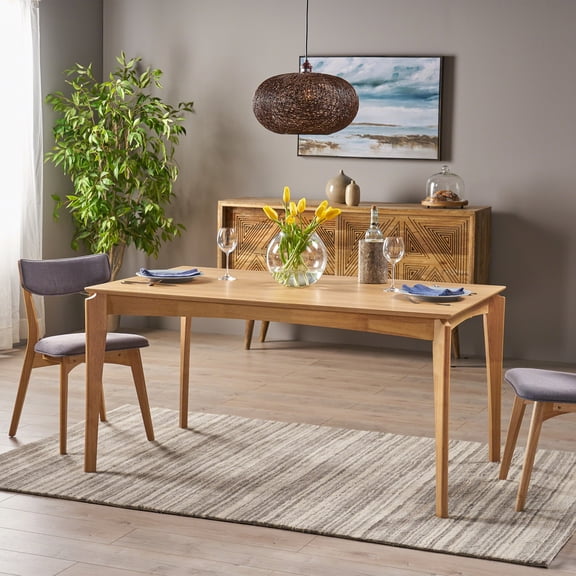 Dining Table Sets Dining Table, Rubberwood with Walnut Veneer, Mid-Century, Natural Oak Finish,Modern Dining Tables
