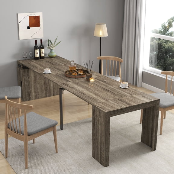 Dining Table Sets Modern Multifunctional Extendable Dining Table with Outlet, Space Saving Expanding Table with Storage for Party, Weddings, Meetings, Celebrations,Modern Dining Tables