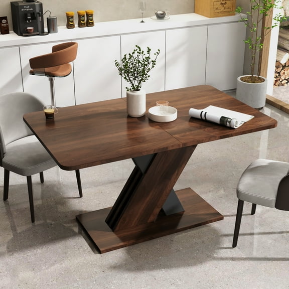 70.87" Walnut Extendable Console Table, Multifunctional Dining Table with X-Shaped Base