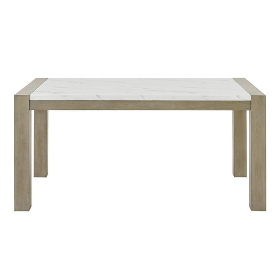 Dining Table Sets Tabitha 66"W Rectangular White Faux Marble Top Dining Table in Light Oak Finish,Modern Dining Tables