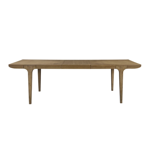 Dining Table, Solid Wood and MDF with Eucalyptus Veneers, Extendable from 78 to 100 Inches with Leaf, Tan Finish, Transitional Style with Tapered Legs for Modern and Classic Dining Rooms