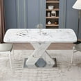 thumbnail image 1 of Dining Table, Stretchable Table Top, MDF X-Shape Table Leg with Metal Base, White, 1 of 7