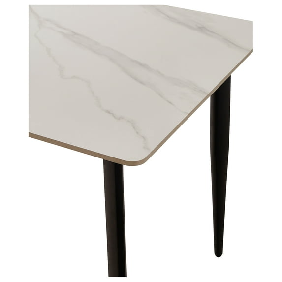 Dining Table Table 55" Rectangular White Kitchen Table with Porcelain Table Top and Metal Legs,Dining Room Table for 4, Century Dinner Table for Living Room and Office,Table Only