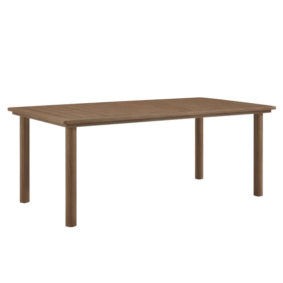 Dining Table, Walnut Brown, Aluminum, Outdoor Patio Balcony Cafe Bistro Garden Hospitality Restaurant, Modern Contemporary, HB37361
