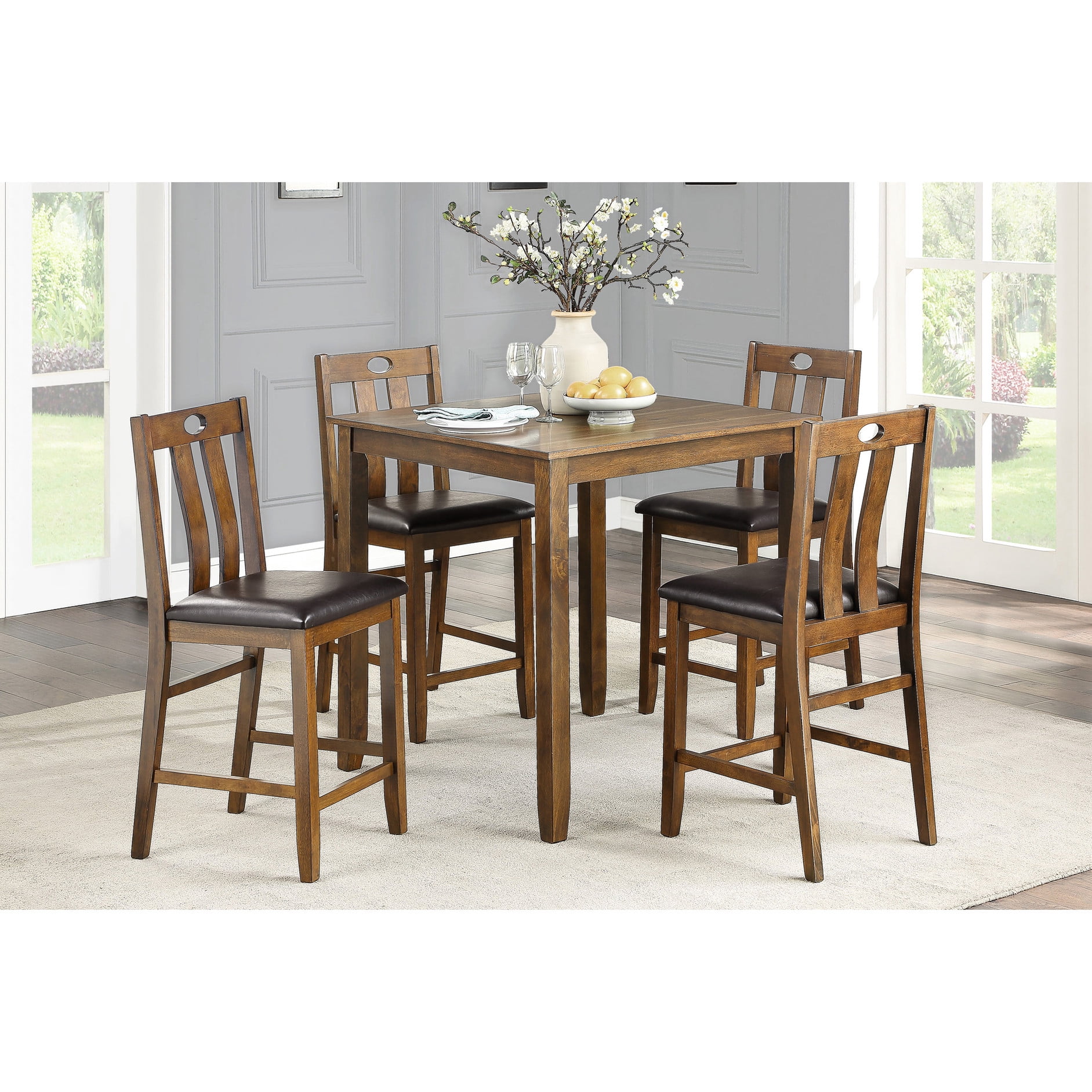 Dining Table and 4 Chairs Set | Counter Height for Casual Dining ...