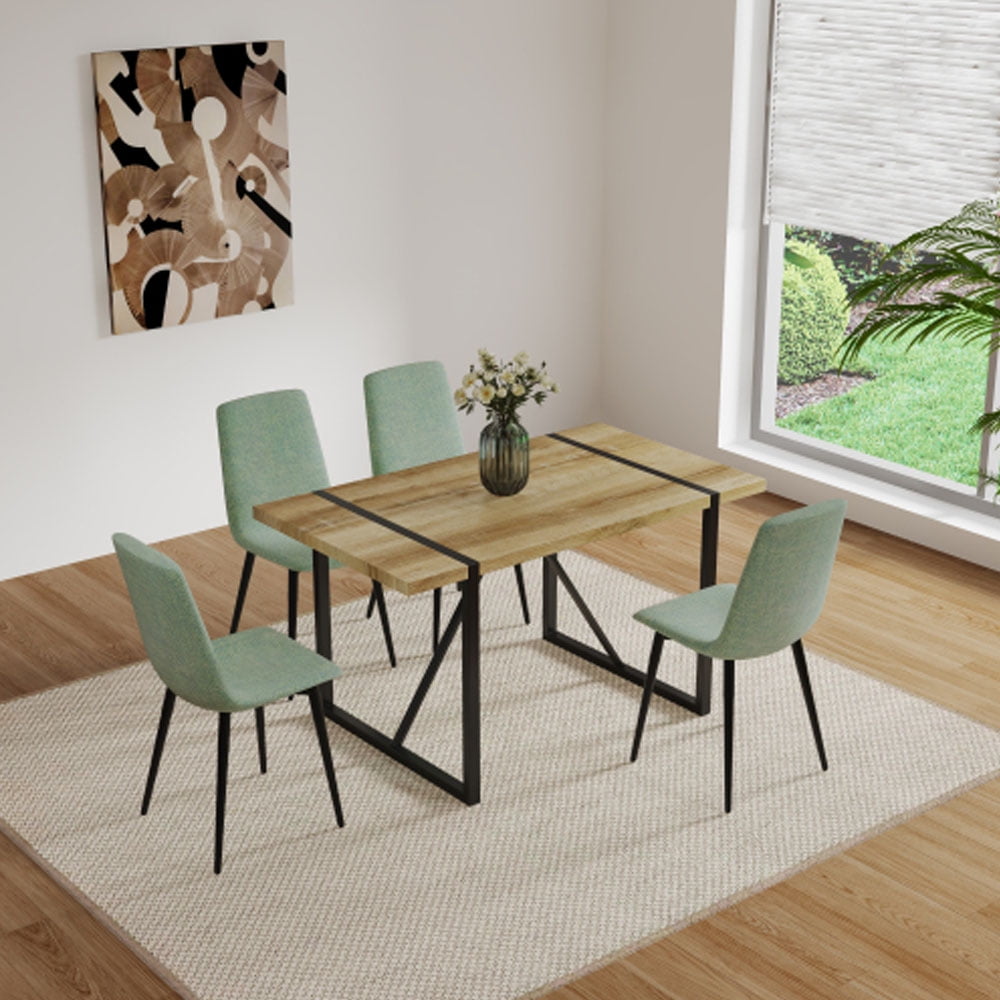 Dining Table and Modern Dining Chairs Set of 4, Wooden Kitchen Table Set, Metal Base & Legs ...