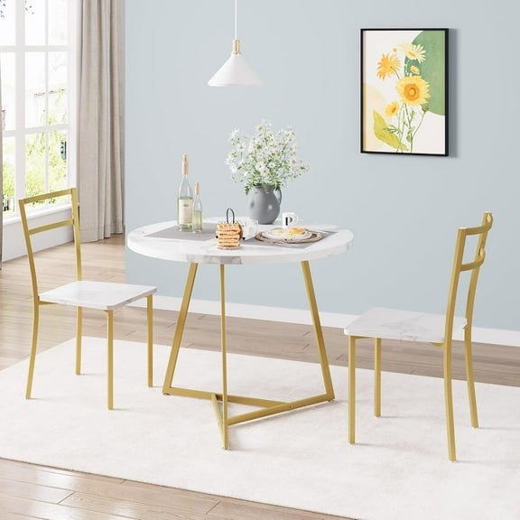 Dining Table for 2, Compact Round Kitchen Table Set with Chairs, Perfect for Small Spaces, Apartments, and Cozy Breakfast Nooks
