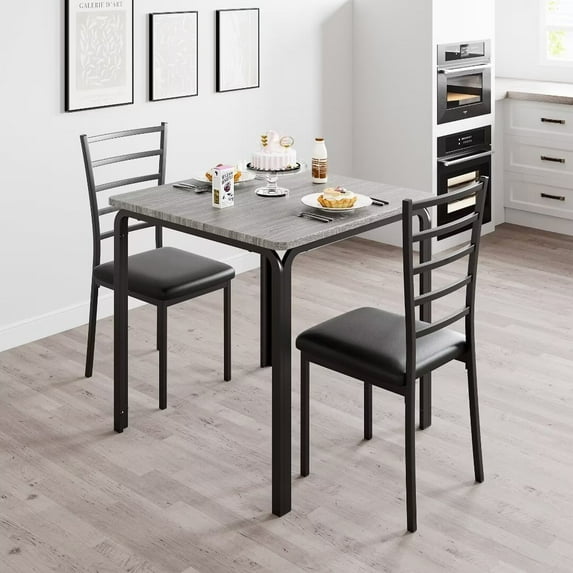 Dining Table for 2, Small Square kitchen Dining Tables Set,Space Saving Wood Accent Furniture for Apartment,Home Office, Gray