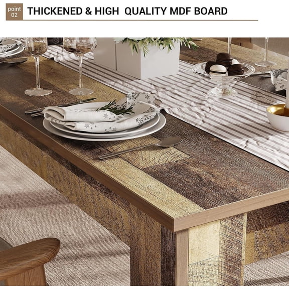 Dining Table for 4-6, 63 Inch Farmhouse Dining Table, Large Wooden Rectangular Dinner Table for 4 for Apartment, Small Space18 Natural