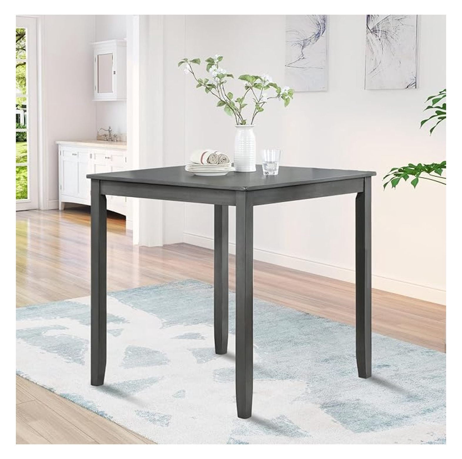 Dining Table for 4, Wood Square Kitchen Table, Farmhouse Counter Height ...