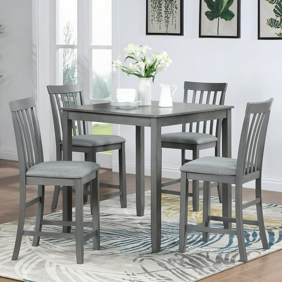 Dining Table for 4, Wood Square Kitchen Table, Farmhouse Counter Height Dining Table for Kitchen, Dining Room, Not Included Chairs, Grey