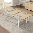 thumbnail image 1 of Dining Table for 6, 63" Large Extendable Dining Room Table for 6, Kitchen Table with Metal Frame & MDF Board, Wood Dinner Table for 6 - Natural Wood, 1 of 5
