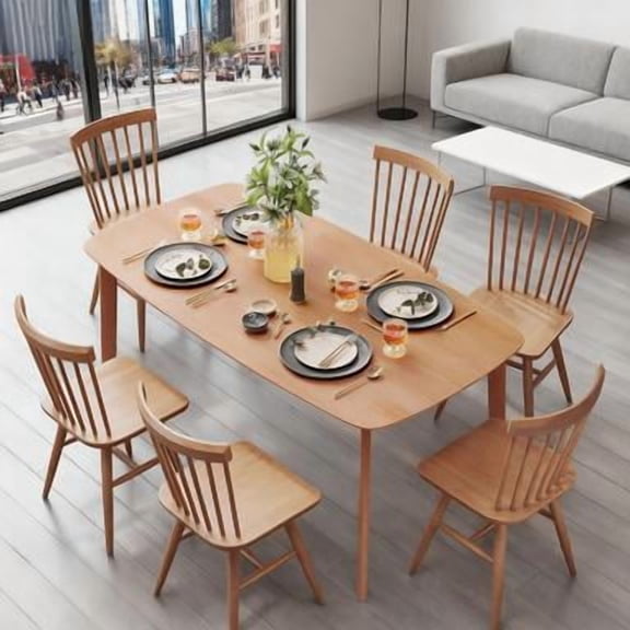 Dining Table for 6-7, Kitchen Table with Large Tabletop for Dining Room, Natural