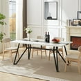 thumbnail image 1 of Dining Table for 6-8 People,71" Large Wooden Kitchen Table with Sturdy Metal Frame,Modern Rectangular Dinner Table for Dining Room, Kitchen,White, 1 of 7