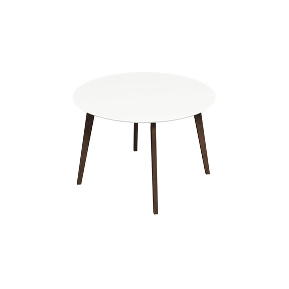 Dining Table (white) - Solid Wood Oval For Room. Mid-century Modern Style, Dark Walnut Base, White Easy Surface. 43"x43"x29.5", 49.95 Lb 4 Construction. Modern, Cleanliness- Top.
