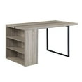 thumbnail image 1 of Dining Table with 3 Side Open Compartments and Metal Trim Inlay Oak Gray - Saltoro Sherpi, 1 of 5
