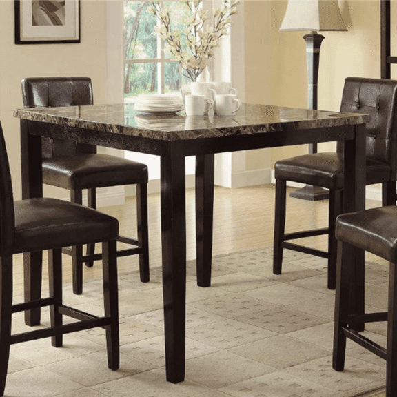 Dining Table with Faux Marble Top & Birch Veneer MDF - 42"x42"x36"H for 4-Person Dining Room | Walmart US