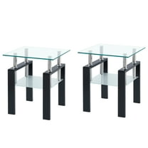 Dining Tables 2-Piece Clear Tempered Glass Small Table, End Table for Living Room, Sofa Table,Coffee Tables